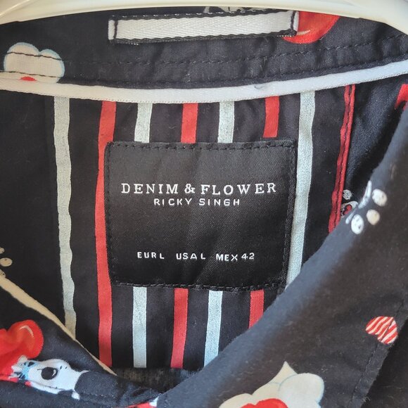 Denim and Flower Ricky Singh Shirt Mens L Dog Puppy Love Hearts Valentines Day - Picture 7 of 10